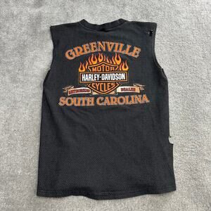 Harley Davidson Graphic Tank Top T Shirt Size Medium Flames VTG 90s Y2K Biker